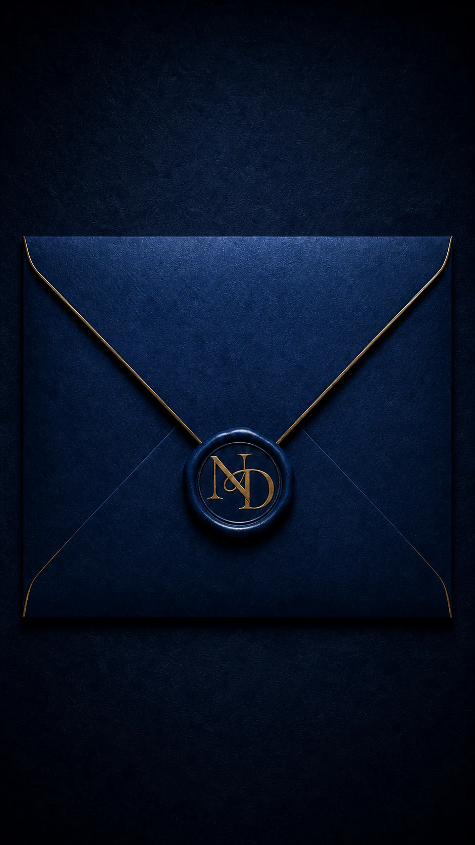 Envelope azul com o monograma N&D